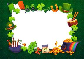 Happy st Patrick day greetings card frame template vector