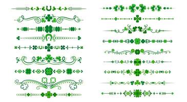 St Patrick day shamrock clover divider and borders vector