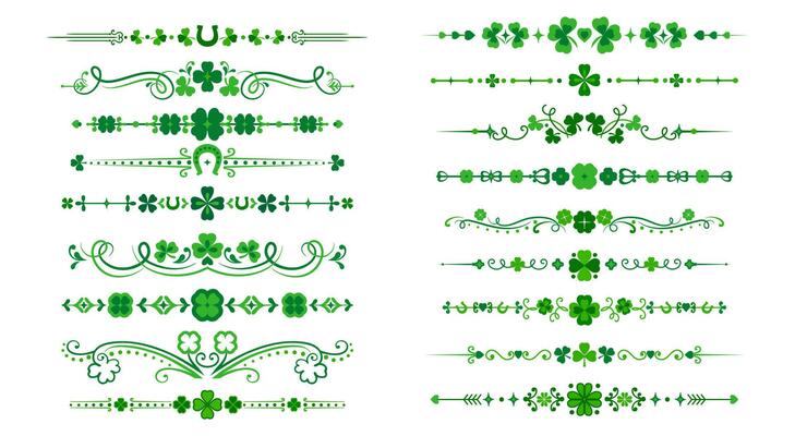 St Patrick day shamrock clover divider and borders
