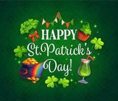 Happy Patrick day greeting card with festive font vector