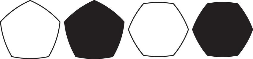 pentagon and hexagonal Reuleaux polygons set vector