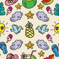 Fun and Colorful Summer Pattern with Tropical Elements vector
