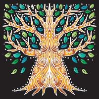 illustration with abstract tree. Doodle style. vector