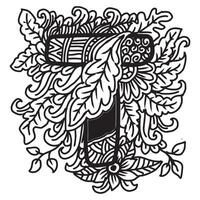 Hand drawn lettering T in ethnic style. vector
