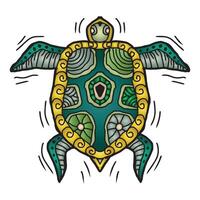 illustration of a turtle in doodle style on a white background vector