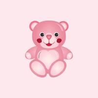 A pink teddy bear with a heart on its chest vector