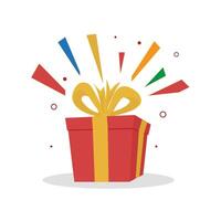 A red gift box with a yellow ribbon and a bow vector