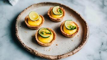 Mini tartlets featuring mango and jalapeno for a delightful fusion dessert experience photo