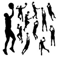 silhouette basketball player collection on white background vector