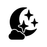 Moon and stars icon with clouds in front vector