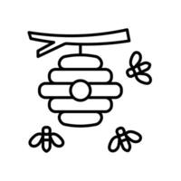Bee or wasp icon with round hive vector