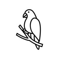 Icon of a parrot or parakeet perched on a branch vector