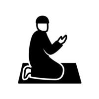 Icon of Muslims praying while sitting with hands up vector