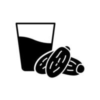Icon of breaking the fast with a glass of water and dates vector