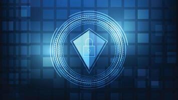 shield and digital padlock with futuristic circle on blue background vector