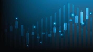 candlesticks chart and graphic bar graph on blue background vector
