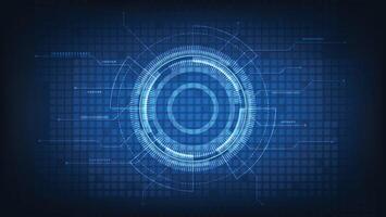 futuristic circle with digital lines on blue background vector