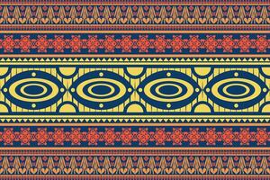 Tribal patterns with repeated horizontal motifs, orange and blue stripes, geometric circles, triangles, floral patterns, textile designs, wallpapers, backgrounds, various graphic product designs. vector