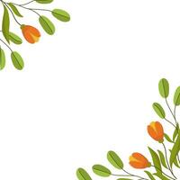 bright background with flowers and leaves. Spring botanical illustration for cards and invitations with place for text. vector