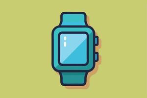 Flat digital representation of a sleek smartwatch vector