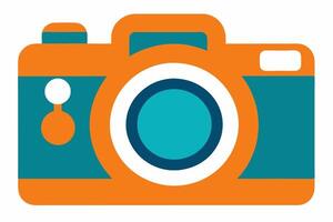 Flat minimalist graphic of a colorful camera vector