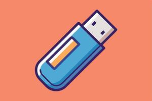 Clean and simple USB stick graphic in flat design vector