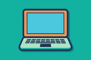 Simple flat art of a contemporary notebook computer vector