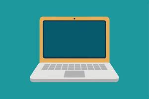 Flat style depiction of an open laptop vector
