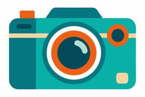 Minimalist flat design of a colorful camera icon vector