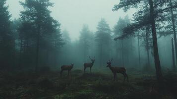 Deer in the fog photo