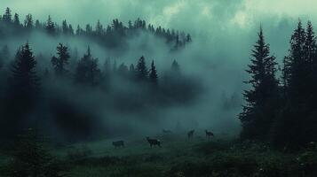 Deer in the fog photo