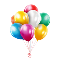 Floating Group of Multicolored Helium Balloons Tied Together for Festive Events and Decorations png