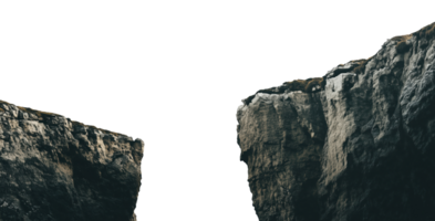 Two cliffs with a gap isolated on a transparent background png
