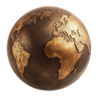 Metal globe with a brown surface, isolated on a transparent background png