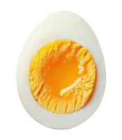 Half of a boiled egg isolated on transparent background, top view png