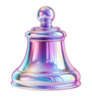Shiny holographic bell with a smooth gradient effect, isolated on a transparent background png