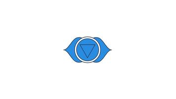 Ajna third eye chakra symbol rotating in blue 2D cartoon object animation. Intuition, perception, inner wisdom. Spirituality. Sacred geometry animated flat colorful item 4K isolated on white video