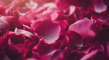 Floral background with with pink rose petals photo