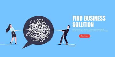 Unravel business chaos process with tangle difficult problem mess business concept solution vector