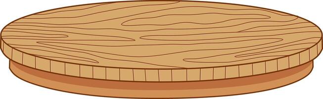 Brown Round Wooden Table Top With Texture. Flat and Simple Style. vector