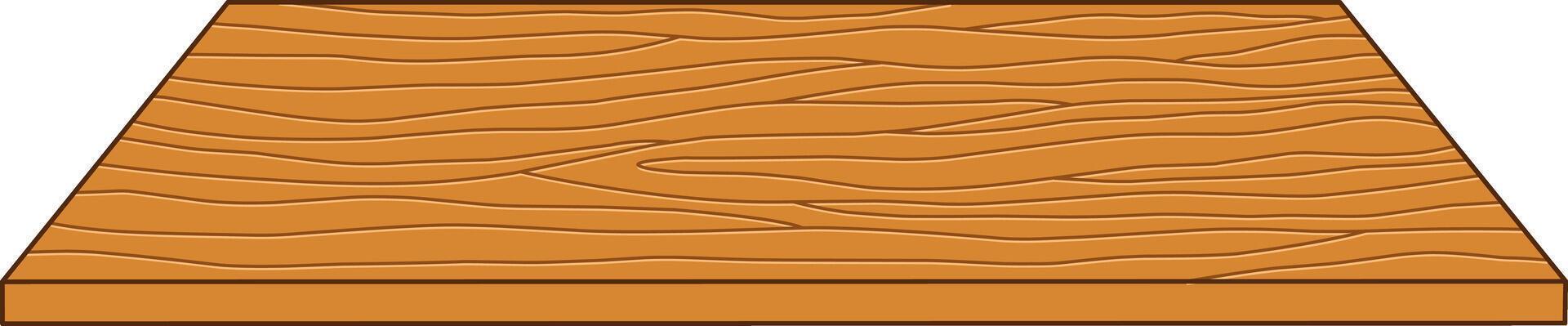 Brown Wooden Table Top Front View. Flat and Simple Style.