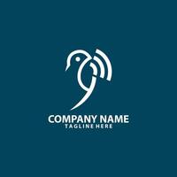 wifi bird logo design template element vector