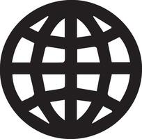 Web Globe icon, wireframe sphere, black and white, geometric design, minimalist, world symbol, international network, global connectivity, simple logo, circular shape, web graphic, vector