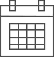 calendar icon, minimalist design, black and white, grid layout, simple shapes, linear graphic, organizational tool, time management symbol, schedule representation, monthly planner, vector