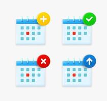 Calender icon set with different pictograms. 3d icons collection vector