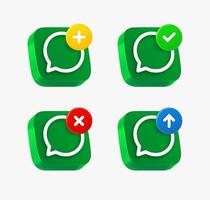 Speech cloud icon set with different pictograms. 3d icons collection vector