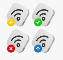 Wifi connection icon set with different pictograms. 3d icons collection vector