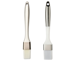 Two silicone basting brushes with metal handles on a transparent background png