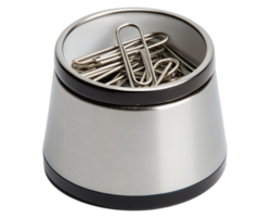 Metal paperclip holder for desk on a transparent background png