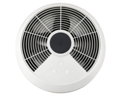 White ceiling fan with grille for ventilation system on a transparent background png